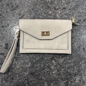 Gray Clutch with Gold Accents